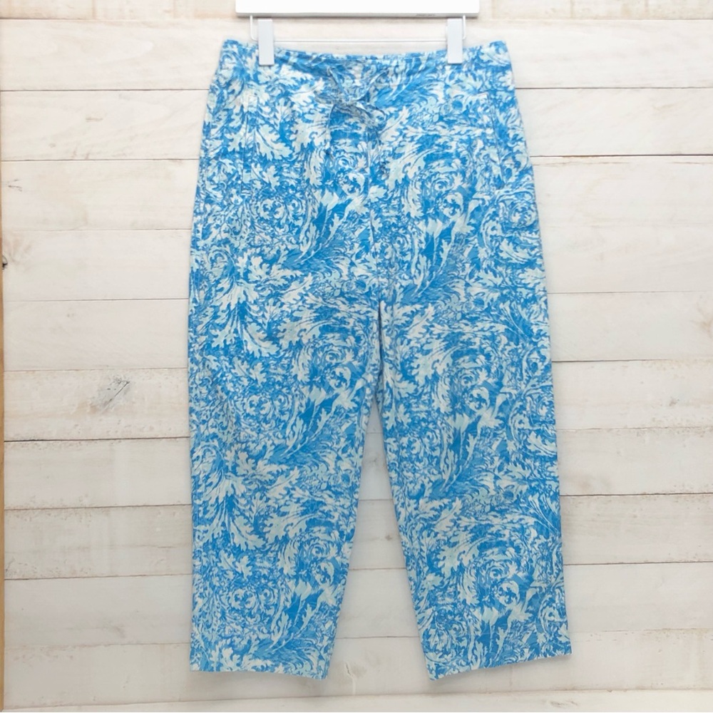 Talbots Cropped Cotton Blend Stretch Capri Pant • Blue • Sz 10 • EUC